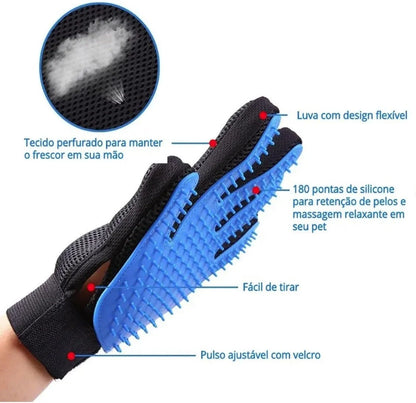 Luva Pet 2 em 1 que Remove Pelos e Relaxa