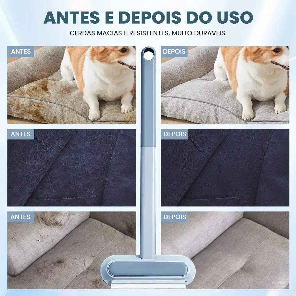 Escova Removedora de Pelos que Limpa Rápido sem Esforço