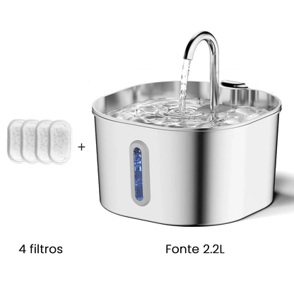 Fonte Automática 2,2L em Aço Inox que Mantém Água Sempre Fresca